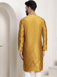 SOJANYA Motif Etnik Jacquard Silk Cotton Kurta