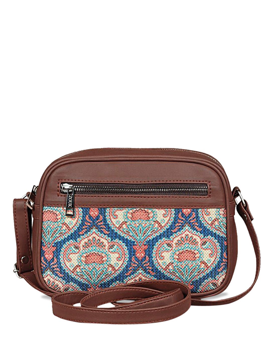 ZOUK Blue Women Ethnic Motifs Printed Structured Sling Bag