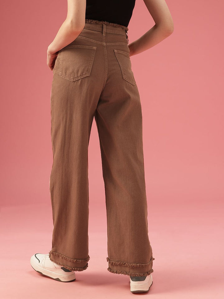 DressBerry Women Baggy Wide Leg High-Rise Light Fade Stretchable Jeans