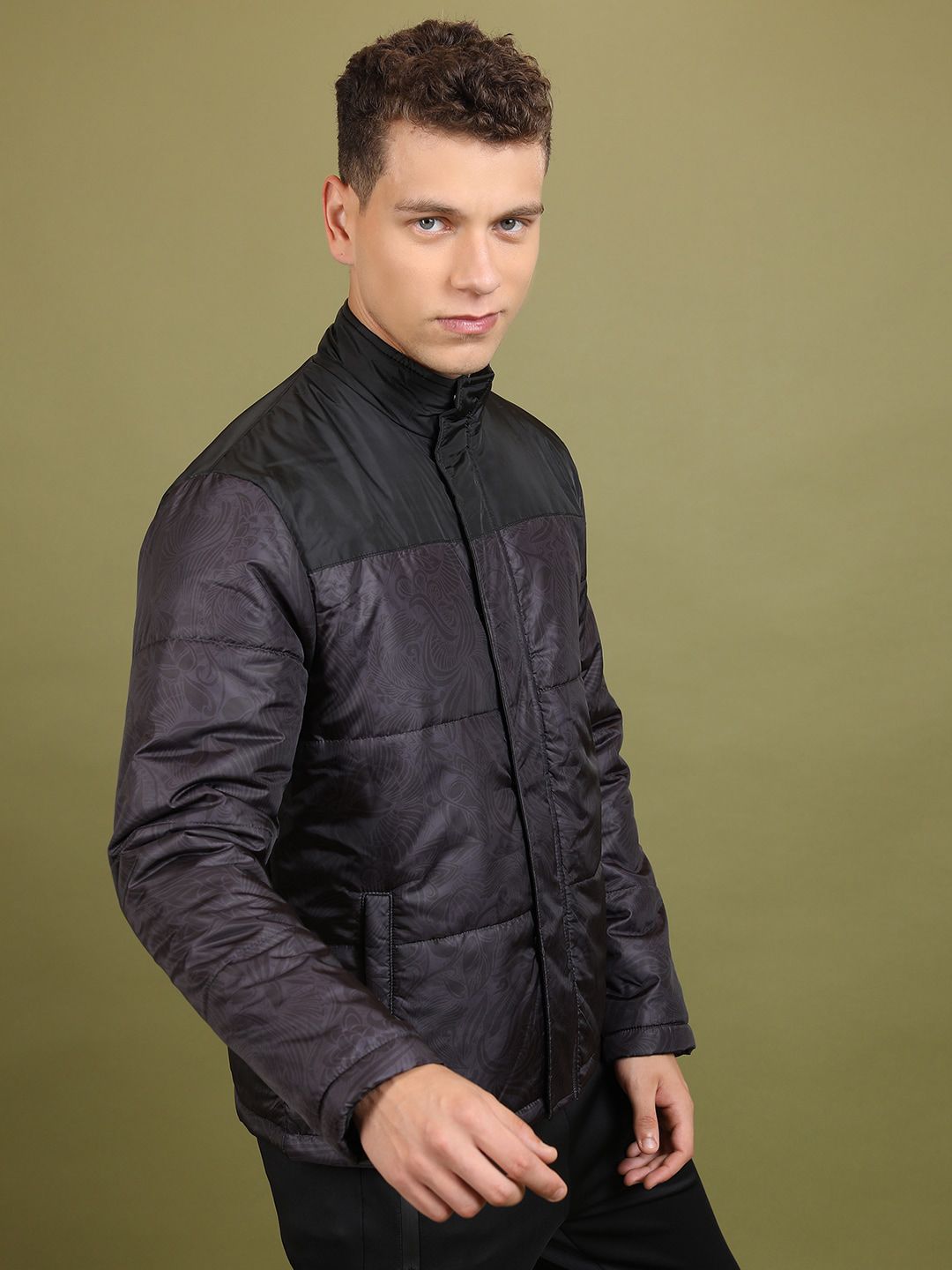 HIGHLANDER Floral Printed Stand Collar Padded Jacket