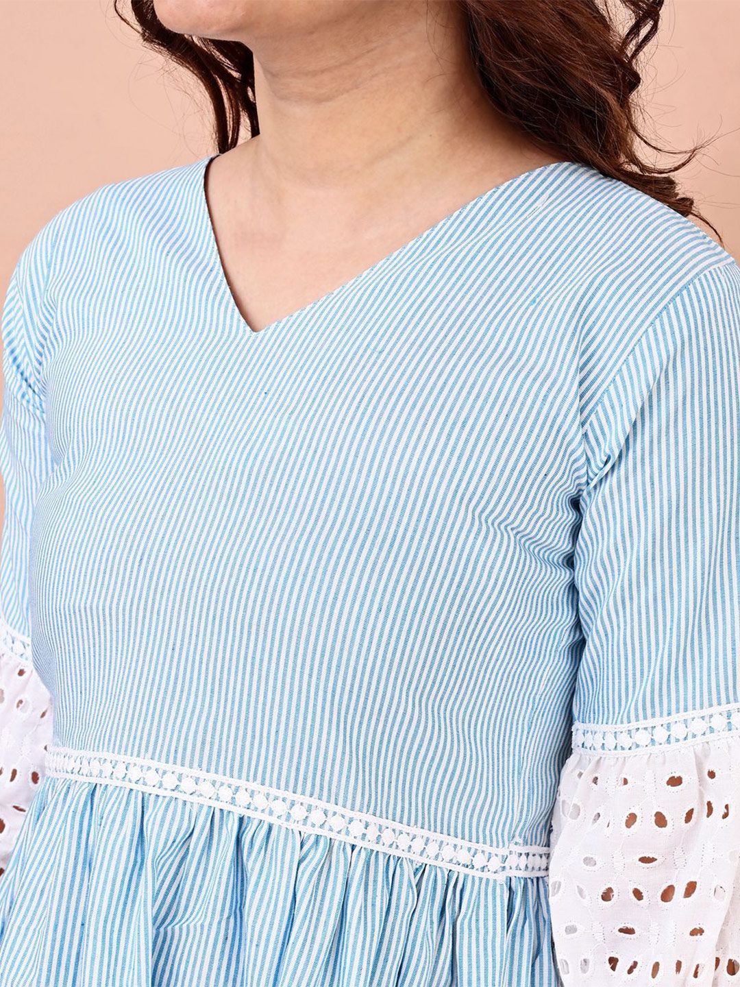 KALINI Women Striped Longline Top