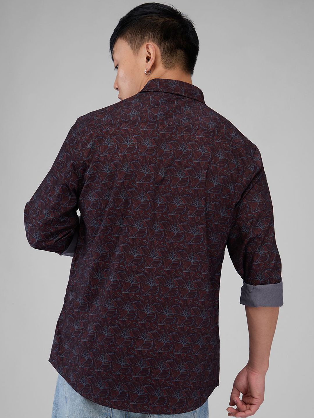VASTRADO Men Classic Spread Collar Floral Printed Cotton Slim Fit Casual Shirt