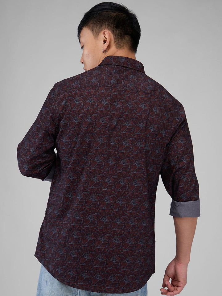 VASTRADO Men Classic Spread Collar Floral Printed Cotton Slim Fit Casual Shirt