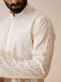 SOJANYA LUXE Motif Etnik Sulam Benang Kerja Cotton Sutera Kurta Lurus