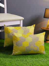 STITCHNEST Yellow & Grey Set of 2 Ethnic Motifs Rectangle Cushion Covers