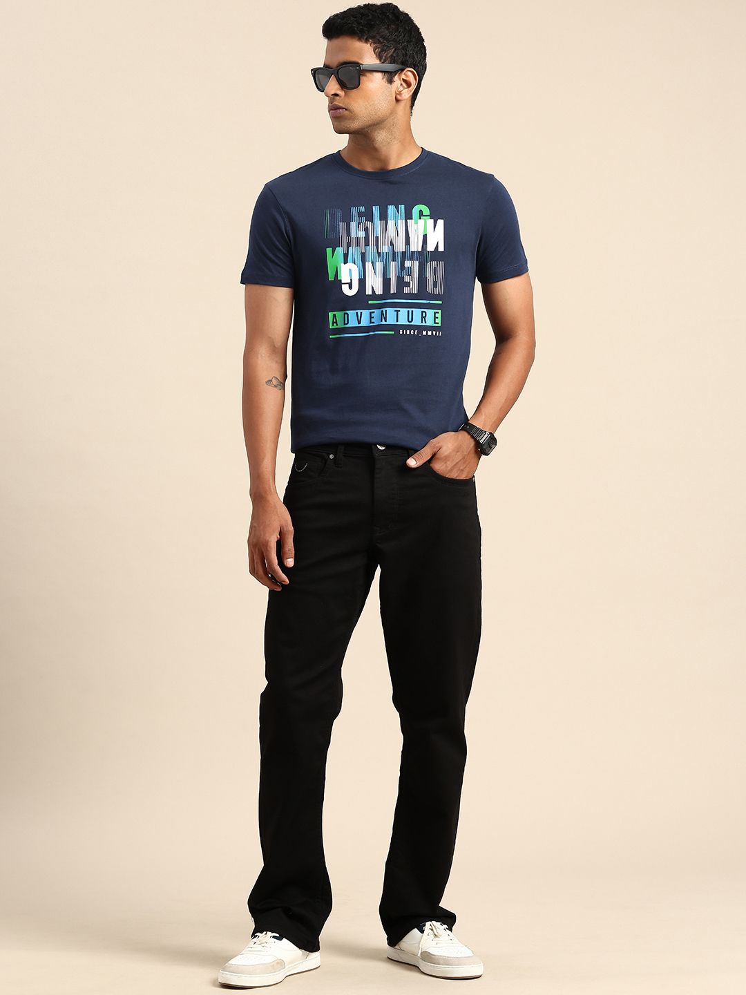 Being Human Typography Printed Pure Cotton Slim Fit T-shirt