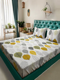 Myntra Elegant Homes Book Fold Cream Printed 300TC King Bedsheet Set 2.5m x 2.25m