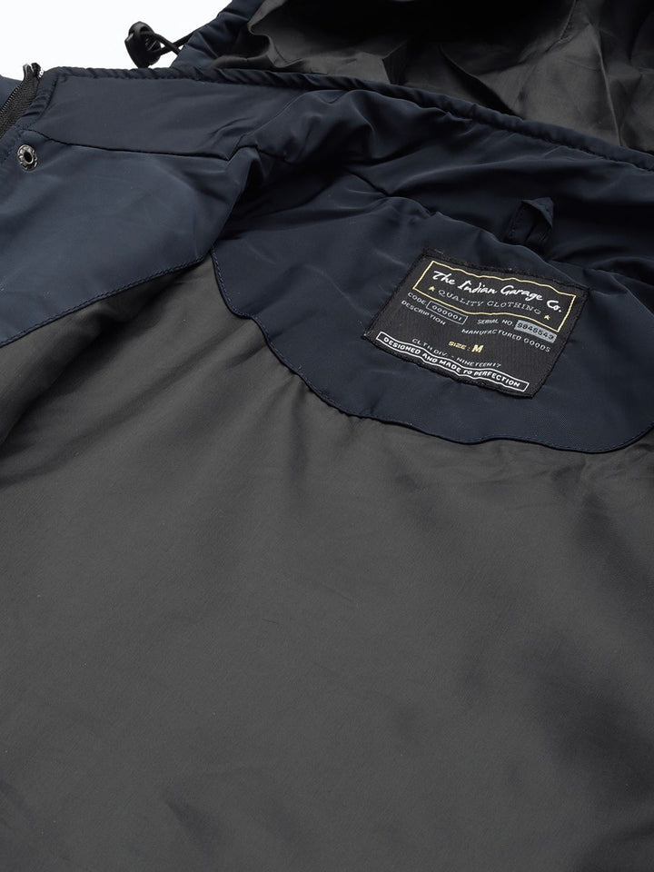 The Indian Garage Co Men Slim Fit Zip-Front Hooded Bomber Jacket