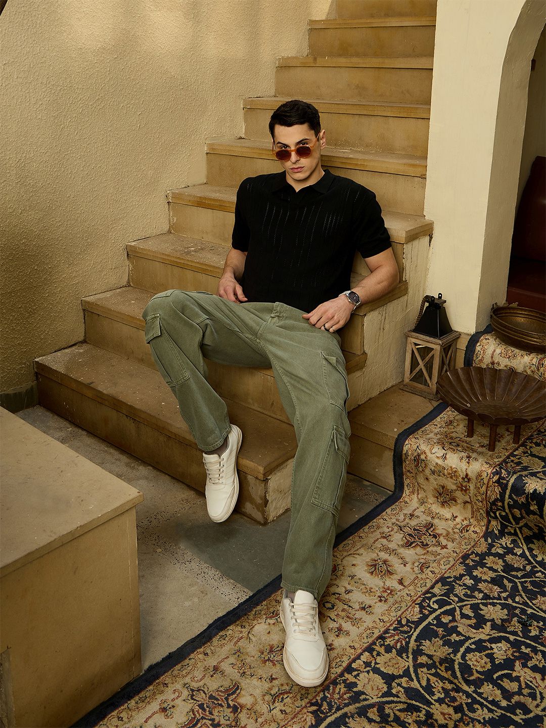 DENNISON Korean Baggy Fit Cargo Jeans