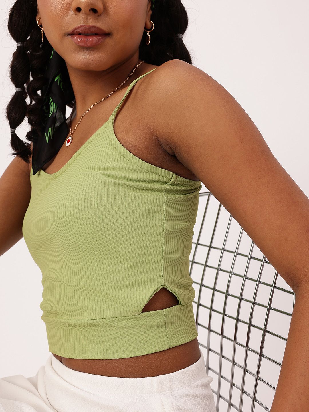 DressBerry Ribbed & Risque Cut-Out Crop Top