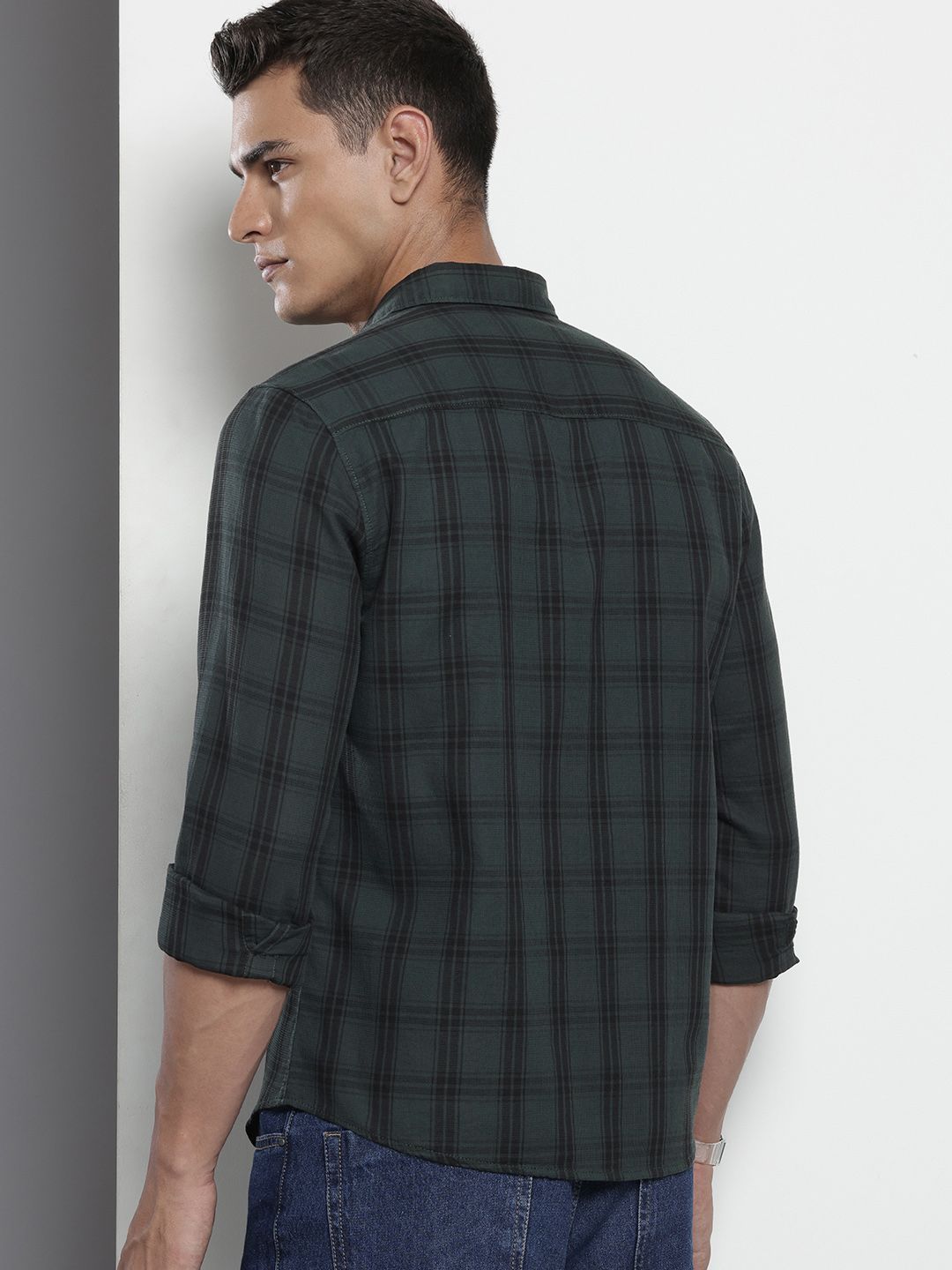 The Indian Garage Co Slim Fit Checked Pure Cotton Casual Shirt
