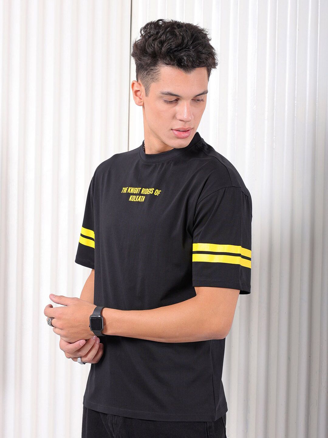 The Indian Garage Co Typography Printed Pure Cotton Regular Fit T-shirt