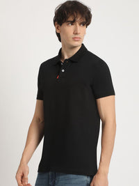 THE BEAR HOUSE Self Design Polo Collar Pure Cotton T-shirt