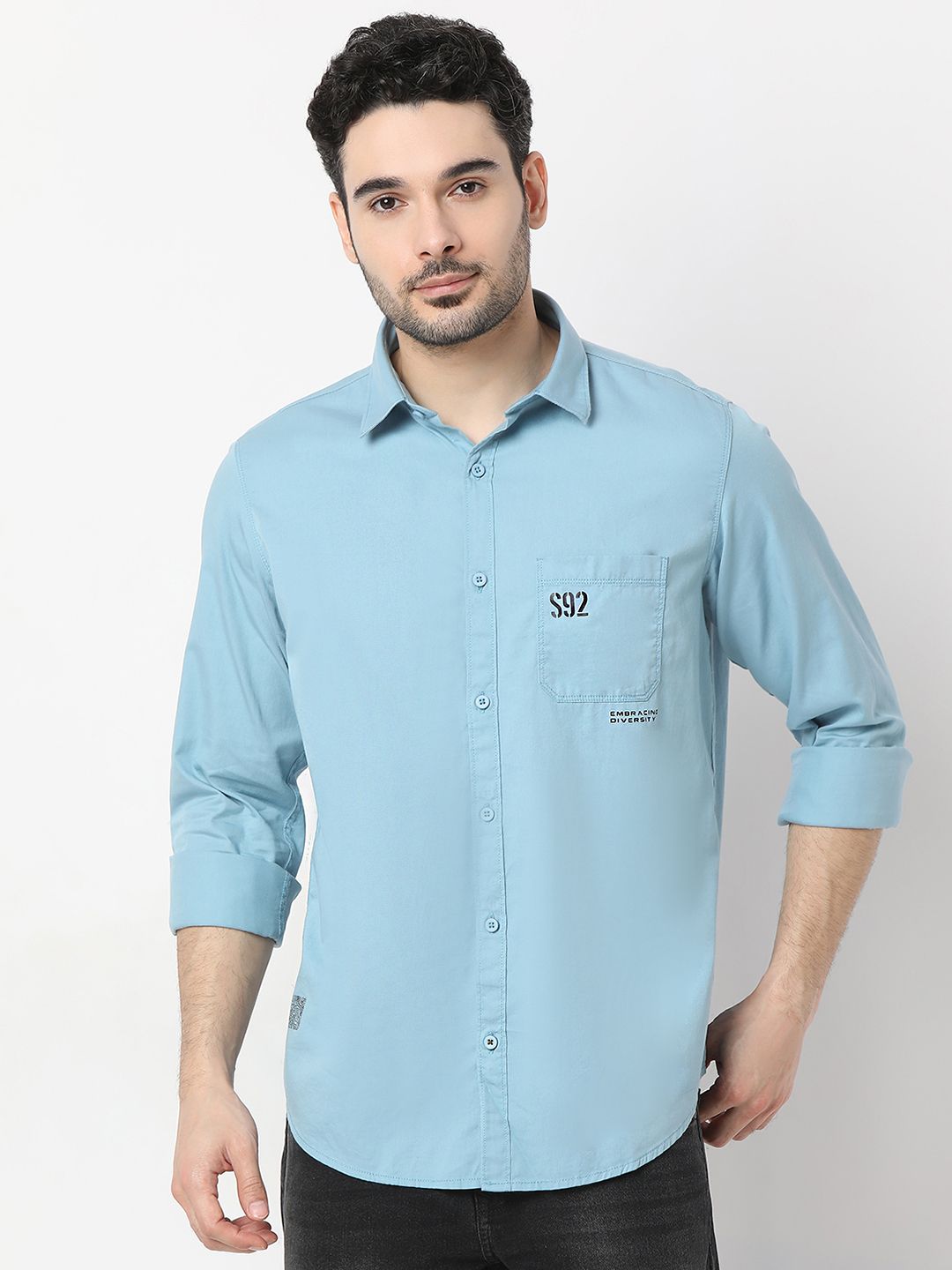 SPYKAR Slim Fit Shirt with Pocket-Detail