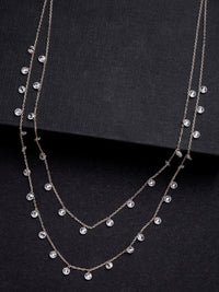 PRIONI 925 Sterling Silver Rose Gold-Plated CZ Beads Necklace