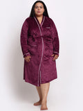 KLOTTHE Plus Size Long Sleeved Wool Bath Robe With Belt