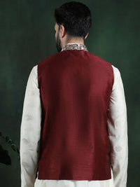 SOJANYA Jaket Nehru Tenunan Geometri Lelaki