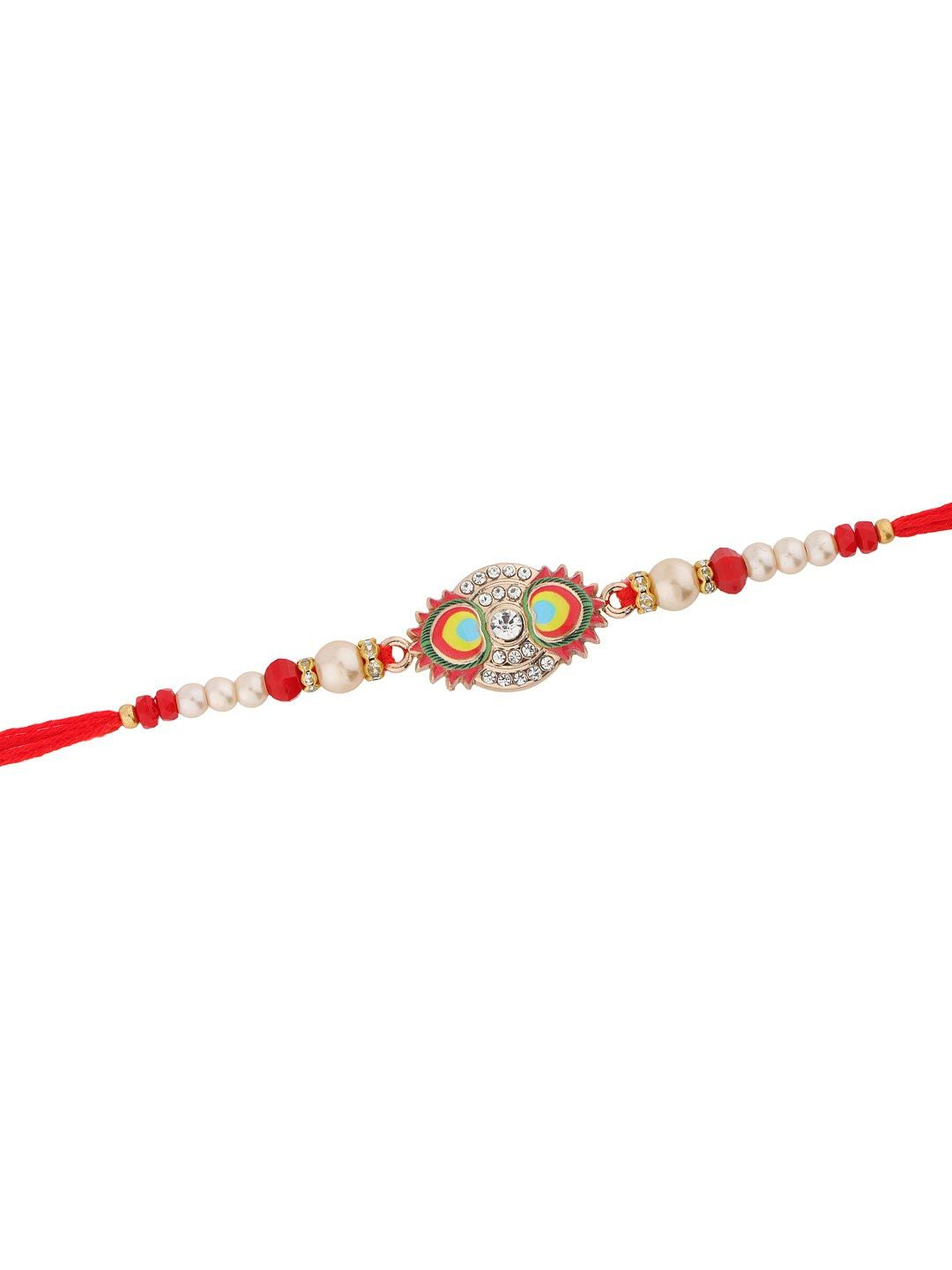 Voylla Sparkling Enameled Designer Thread Rakhi