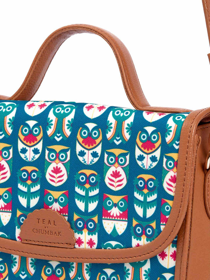 TEAL BY CHUMBAK Graphic Printed Satchel Bag