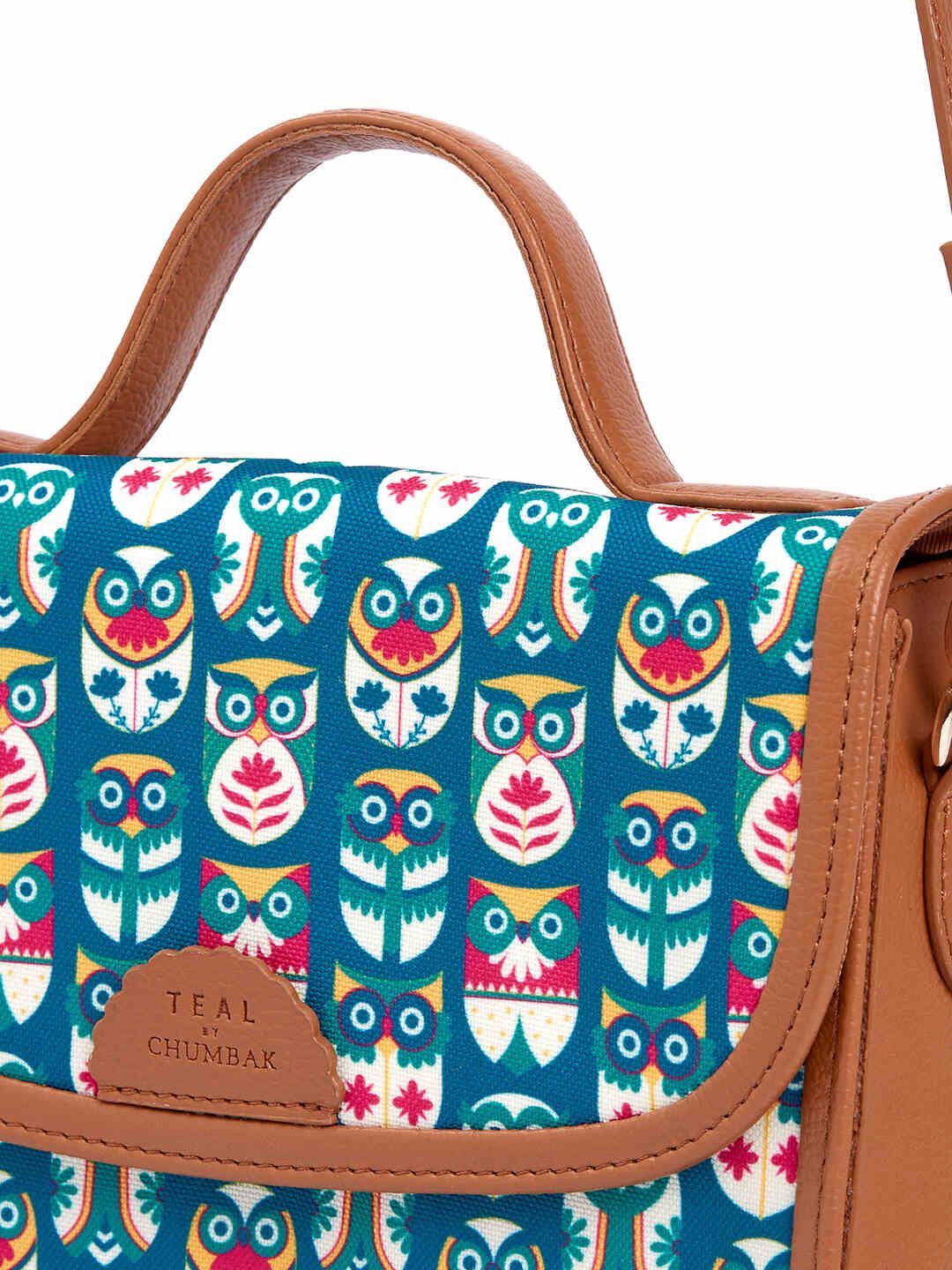 TEAL BY CHUMBAK Graphic Printed Satchel Bag