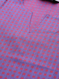 SOJANYA Men Purple & Red Woven Design Straight Short Kurta