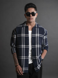 Powerlook Blue India Slim Oversized Tartan Checked Casual Shirt