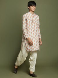 VASTRAMAY Boys Floral Printed Regular Straight Kurta with Patiala