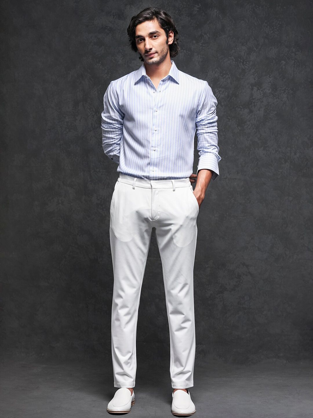 RARE RABBIT Men Astum Slim Fit Vertical Striped Cotton Shirt
