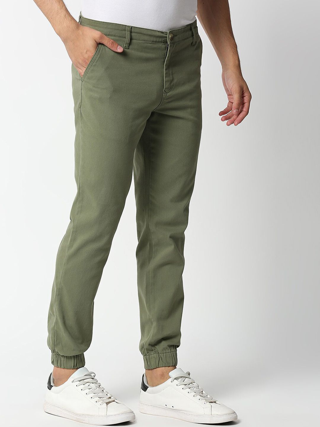 Thomas Scott Men Olive Green Joggers Trousers