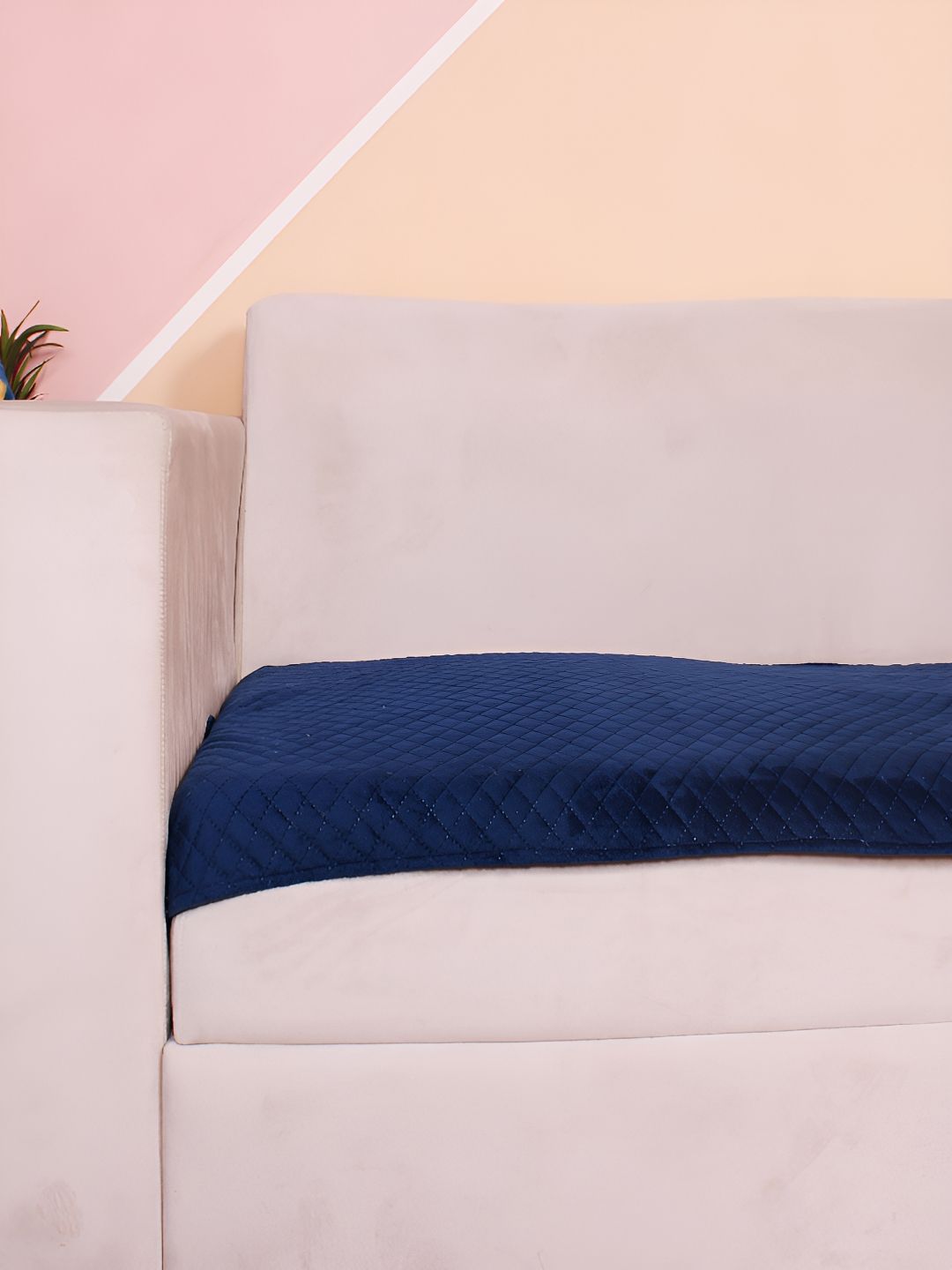 STITCHNEST Blue Self Design 3 Seater Sofa Cover
