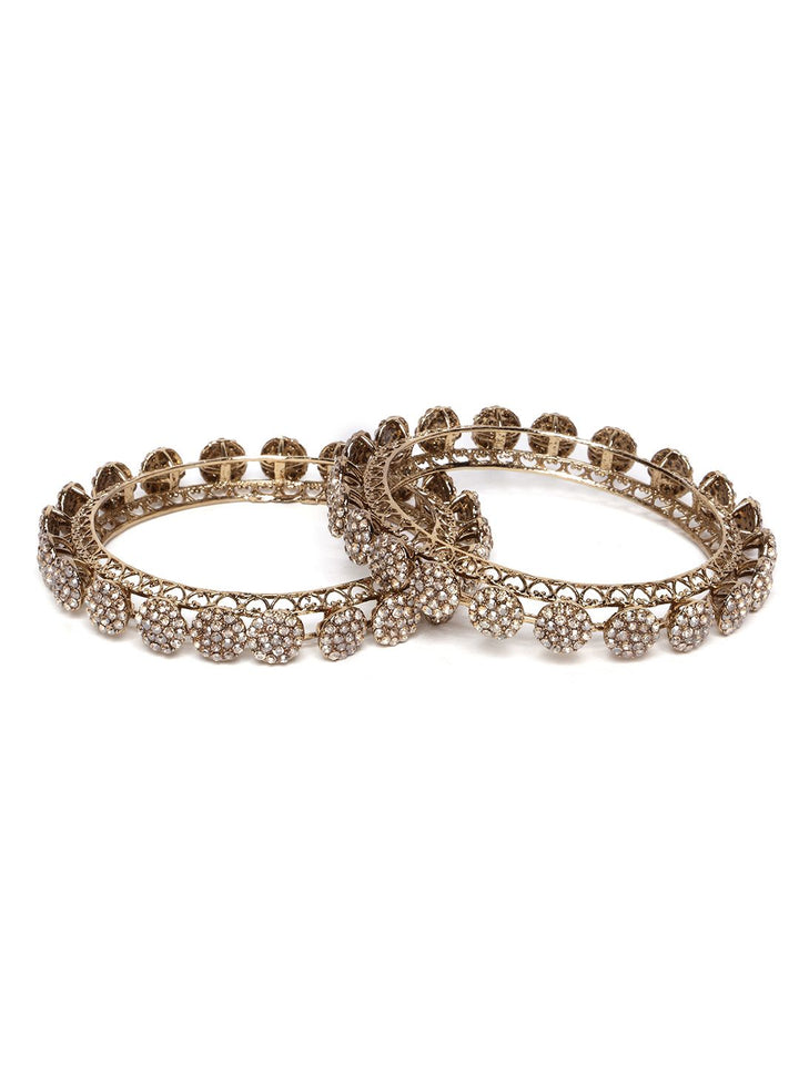 PANASH Set Of 2 Gold-Plated Stones-Studded Bangles
