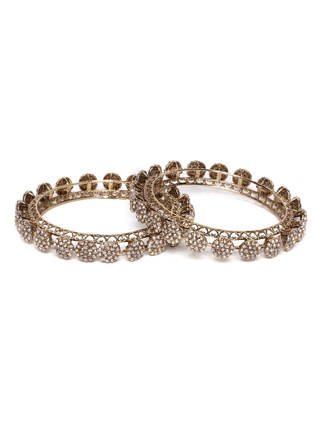 PANASH Set Of 2 Gold-Plated Stones-Studded Bangles