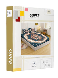 Moda Rapido X KLOTTHE Blue & White Floral 400 TC King Bedsheet with 2 Pillow Covers