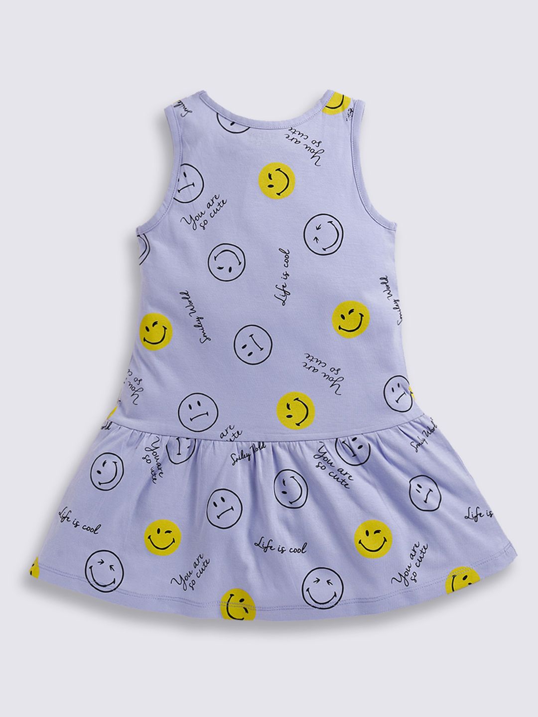 Happy Faces Pure Cotton Smiley Print A-Line Dress