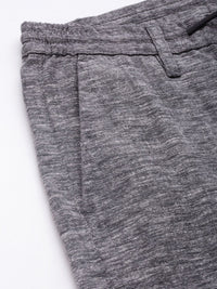 The Indian Garage Co Men Charcoal Grey Melange Effect Slim Fit Trousers