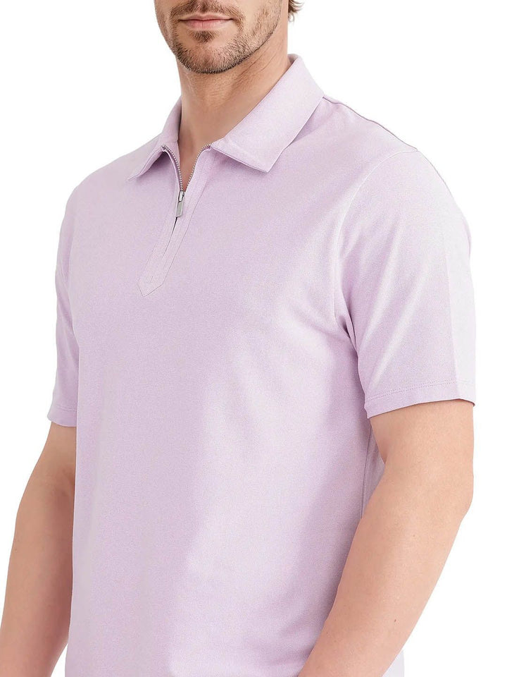 RARE RABBIT Men Solid Polo Collar Cotton T-shirt