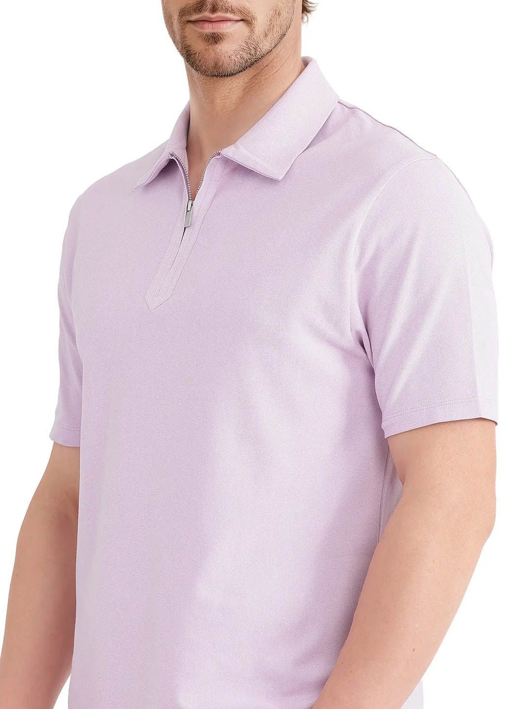 RARE RABBIT Men Solid Polo Collar Cotton T-shirt
