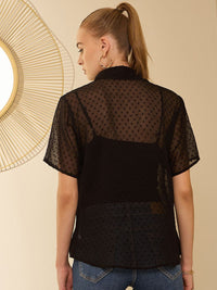Berrylush Women Sheer Spread Collar Casual Shirt