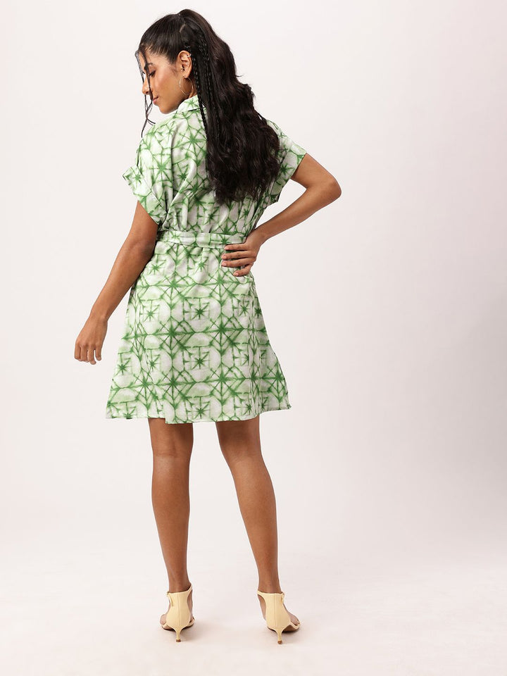 DressBerry Artistic Girly Edge Dyed Pleated Shirt Style Dress