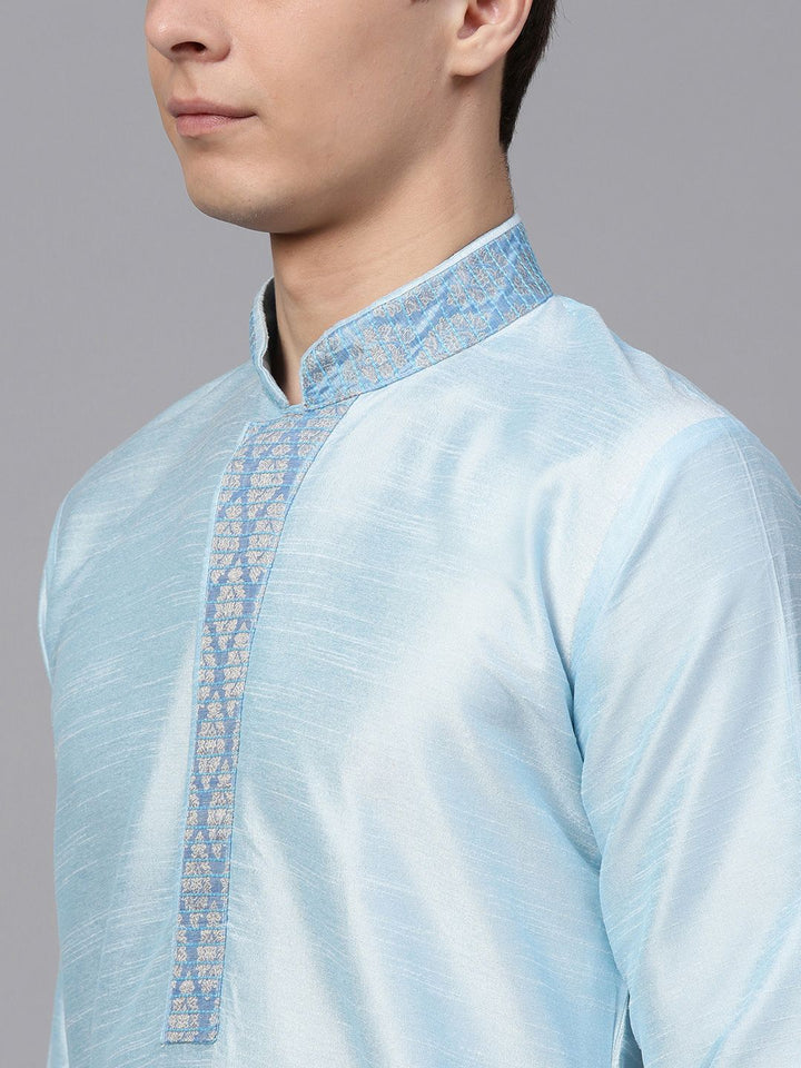SOJANYA Men Turquoise Blue Solid Kurta Lurus