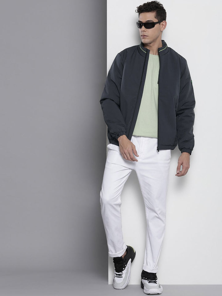 The Indian Garage Co Men Solid Zip-Front Bomber Jacket