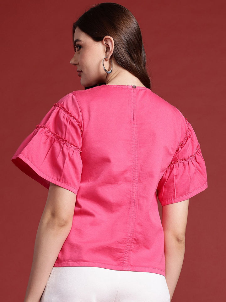 all about you Flared Sleeve Frill Detail Top