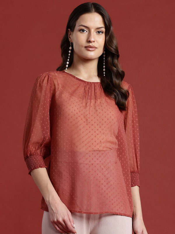 all about you Dobby Weave Sheer Top