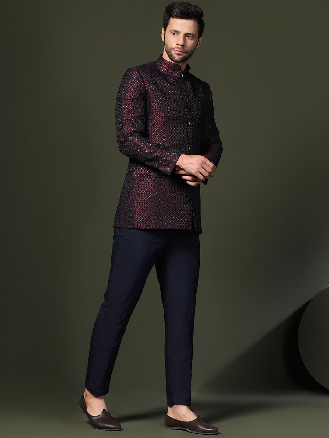 KeSH lelaki reka bentuk diri Slim Fit Jodhpuri Bandhgala Blazer