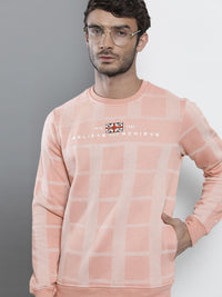 The Indian Garage Co Men Pink Checked Sweatshirt