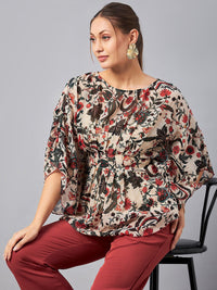 Antheaa Floral Printed Boat Neck Tunic With Trousers