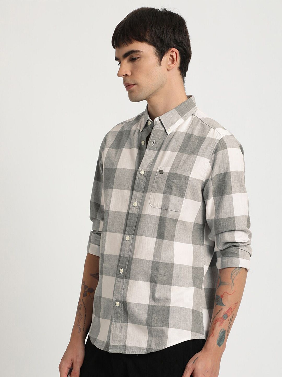 THE BEAR HOUSE Buffalo Checked Slim Fit Pure Cotton Shirt