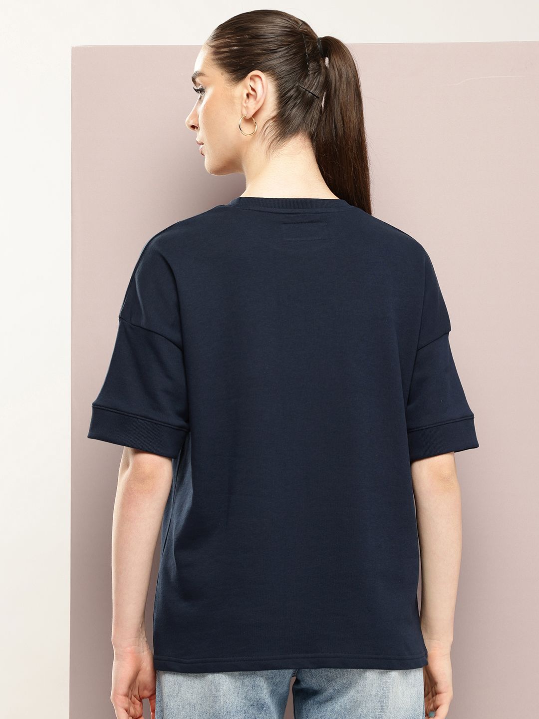 DILLINGER Women Oversized Drop Shoulder Ultra Soft Drapey Cotton Crew Neck T-Shirt