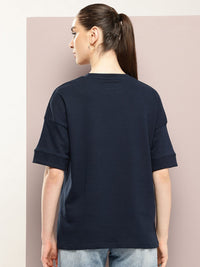 DILLINGER Women Oversized Drop Shoulder Ultra Soft Drapey Cotton Crew Neck T-Shirt