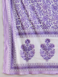 Indo Era V-Neck Floral Printed Panelled Pure Cotton Kurta Set